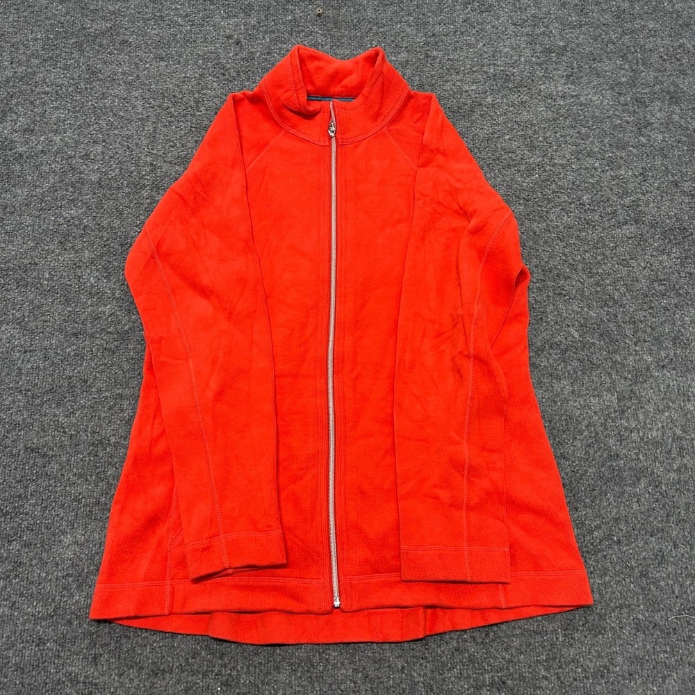 Tommy Bahama Jacket Womens Large Orange Red Full Zip Mock Neck Stretch Casual